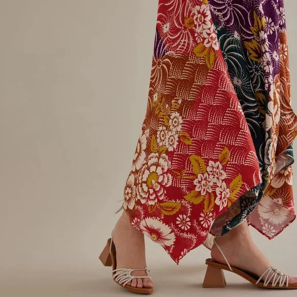 HTF By Anthropologie Short-Sleeve V-Neck Button-Front Midi Dress